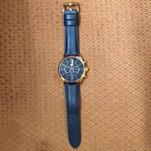 Fossil Chronograph navy leather watch